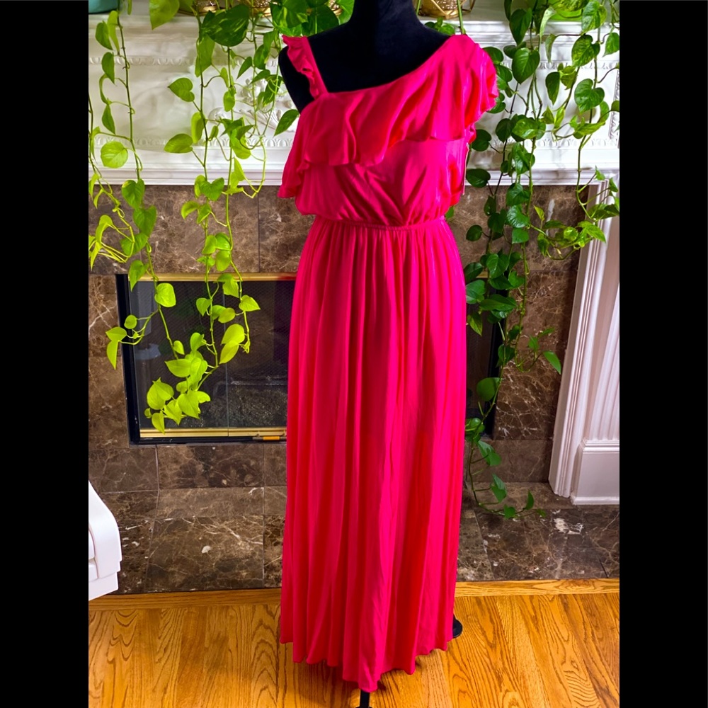 Fuchsia one shoulder maxi dress